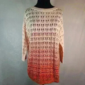 Woolrich Small (to Medium) Open Weave Long Sleeve Wide Neck Orange Ombre Sweater